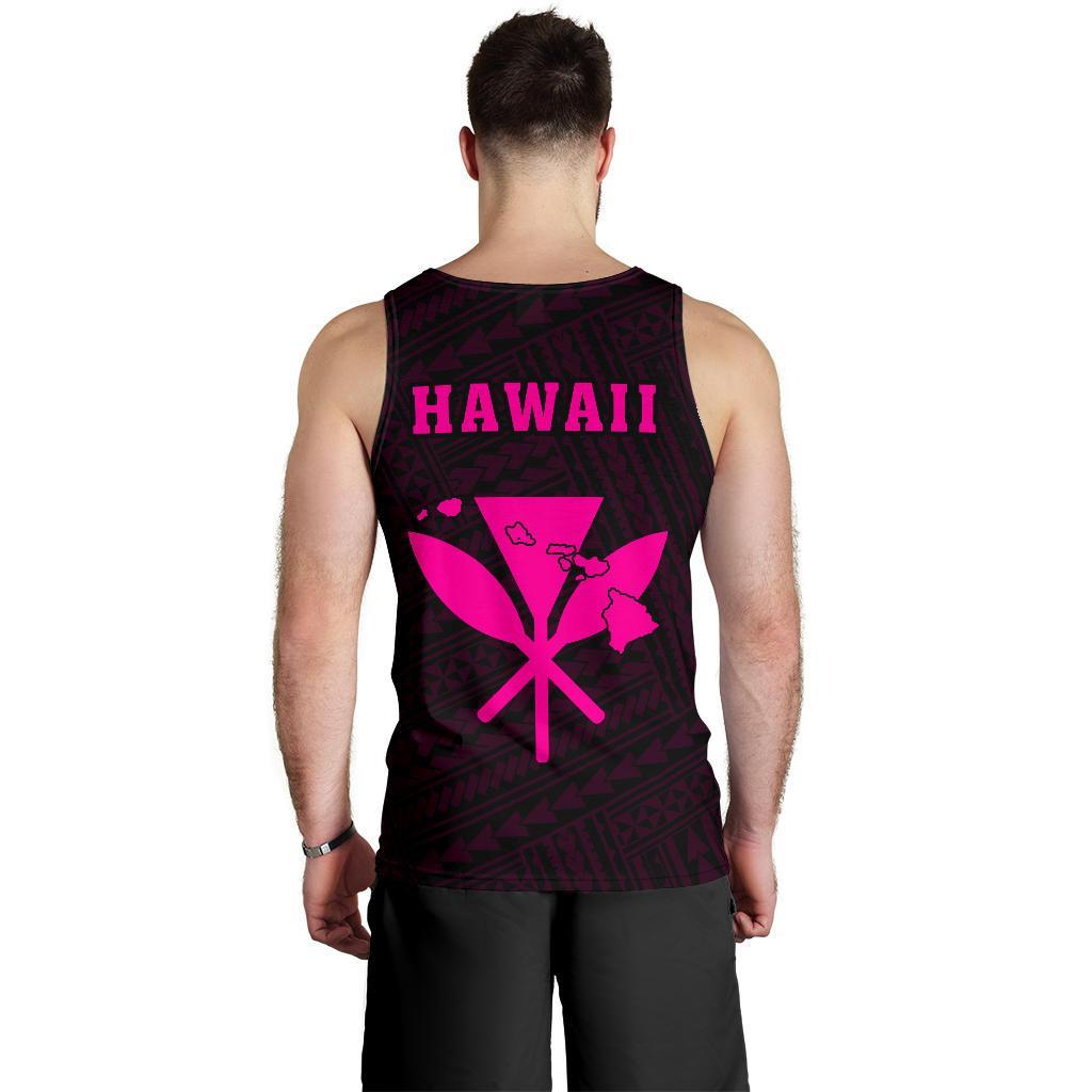 Hawaii Kakau Polynesian Kanaka Map Men's Tank Top Pink