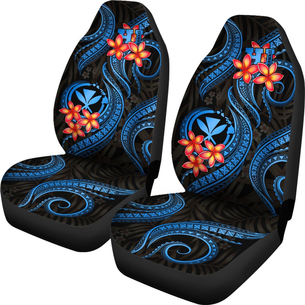 Polynesian Hawaii Car Seat Covers Blue Plumeria