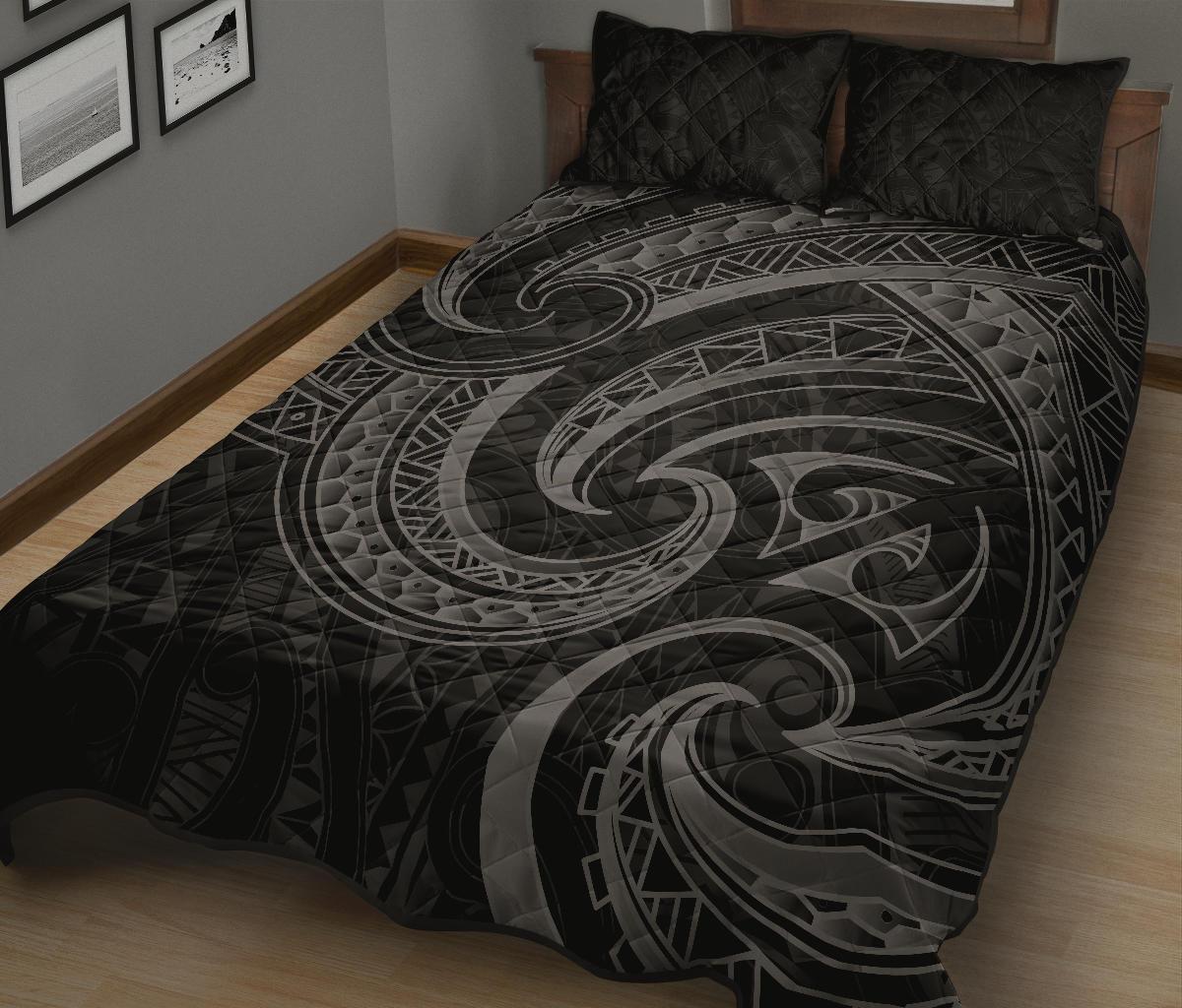 New Zealand Maori Mangopare Quilt Bed Set Polynesian Black