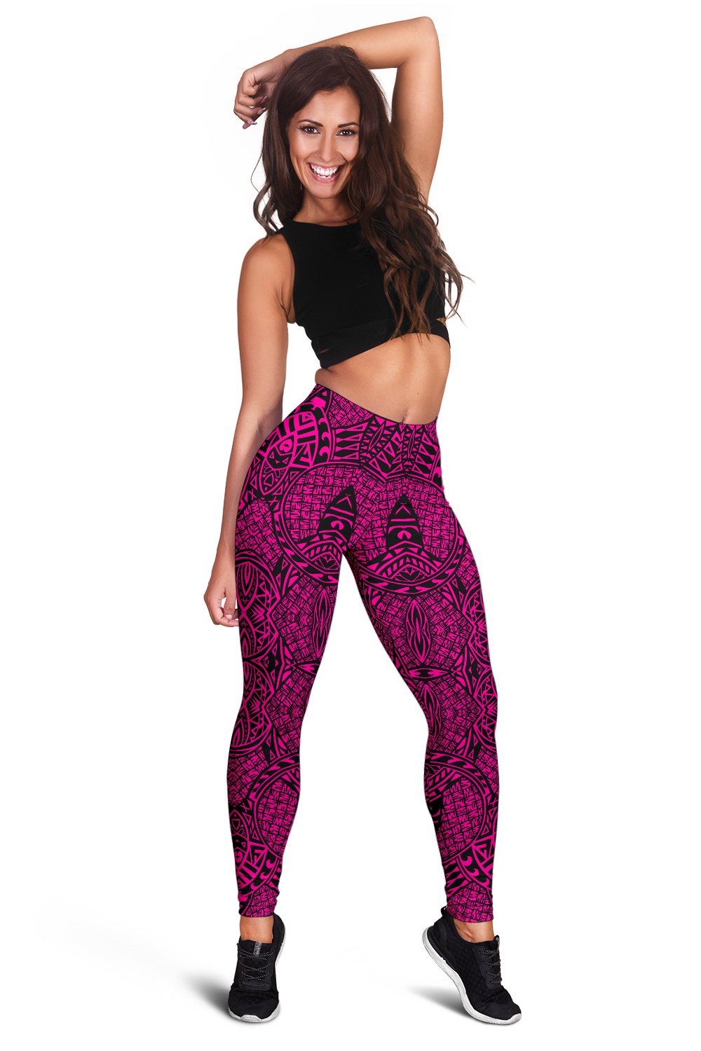 Polynesian Lauhala Mix Pink Hawaii Women's Legging AH