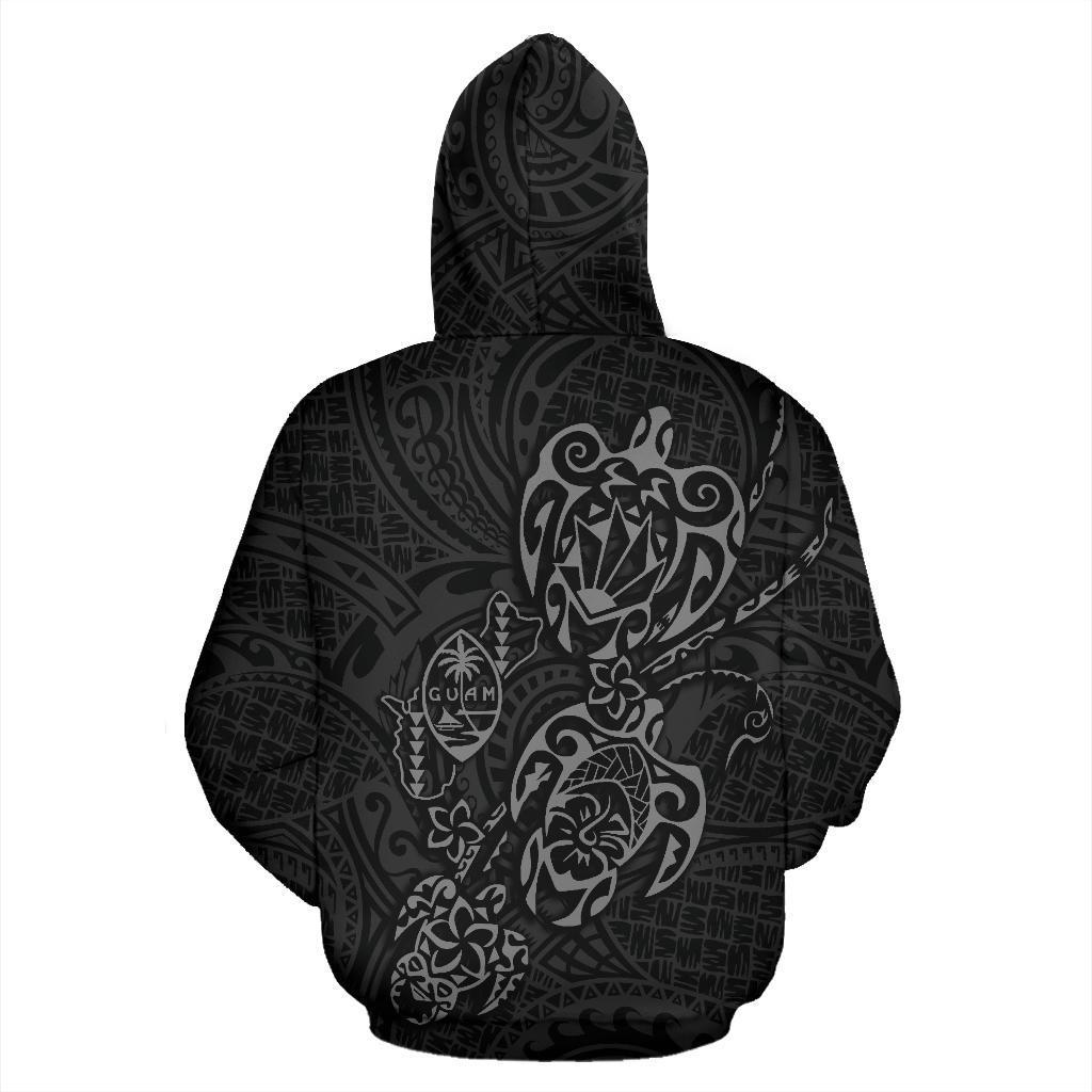 Hoodie Guam Family Turtles Map Polynesian Grey