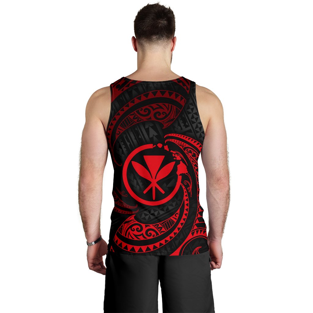 Hawaii Polynesian Men's Tank Top Red Tribal Wave