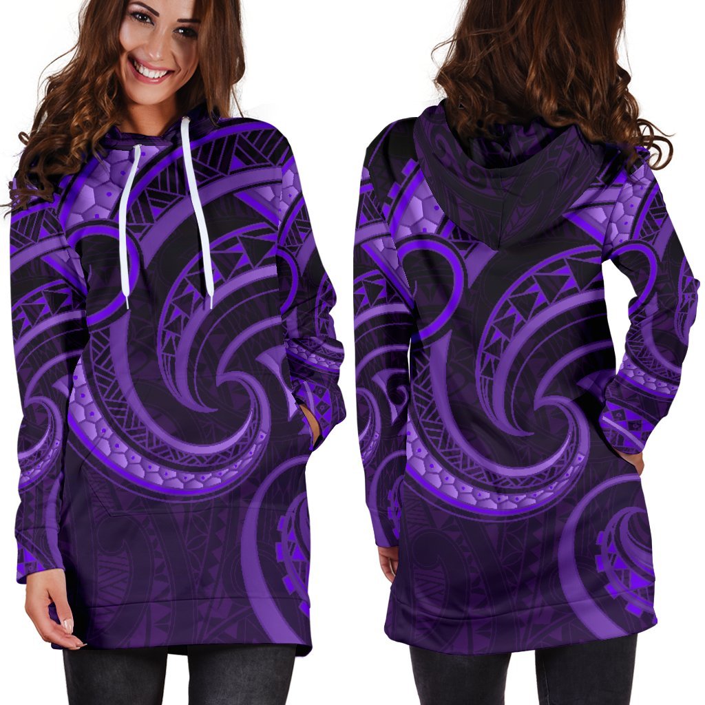 New Zealand Maori Mangopare Women Hoodie Dress Polynesian Purple