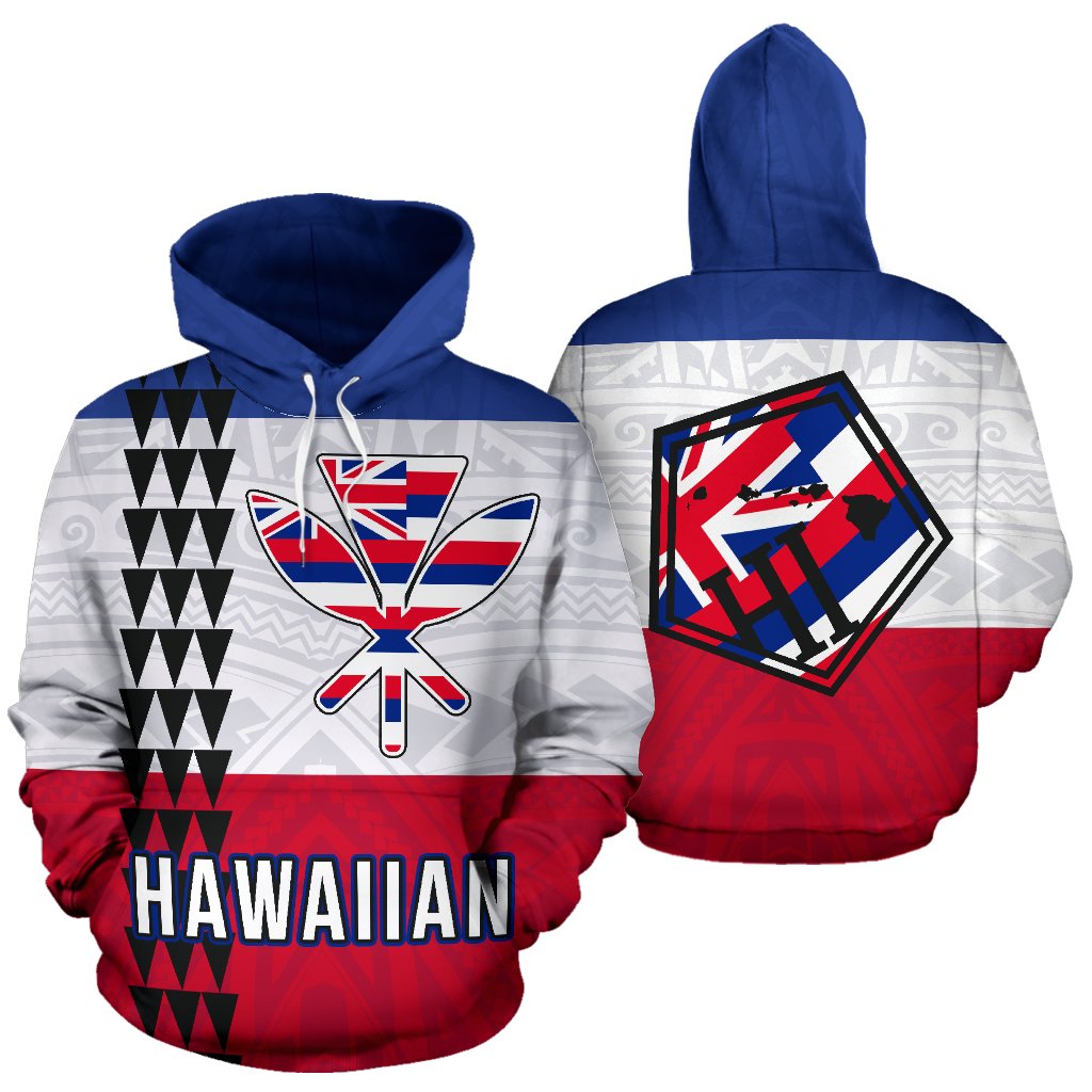 Hawaiian Flag Polynesian Hoodie Line Style