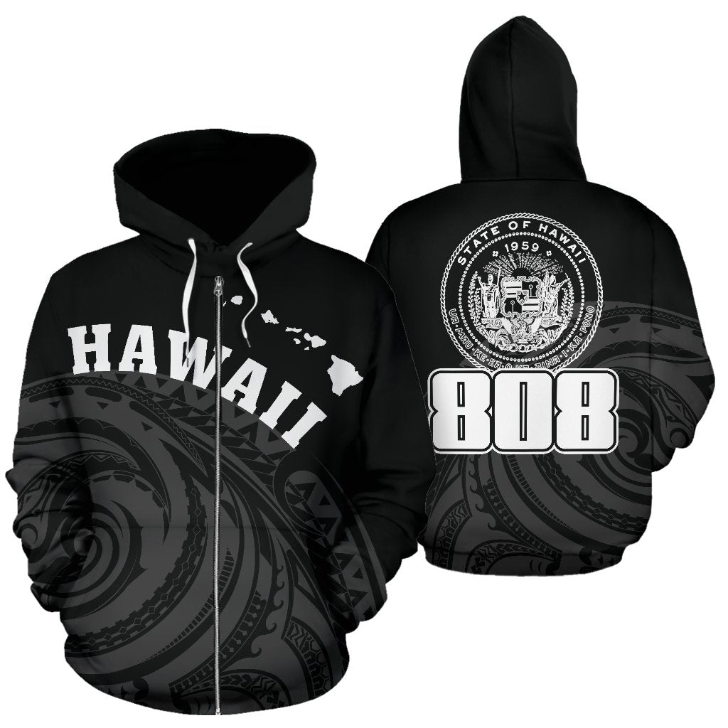 Hawaii Polynesia Zip up Hoodie Tatau Style