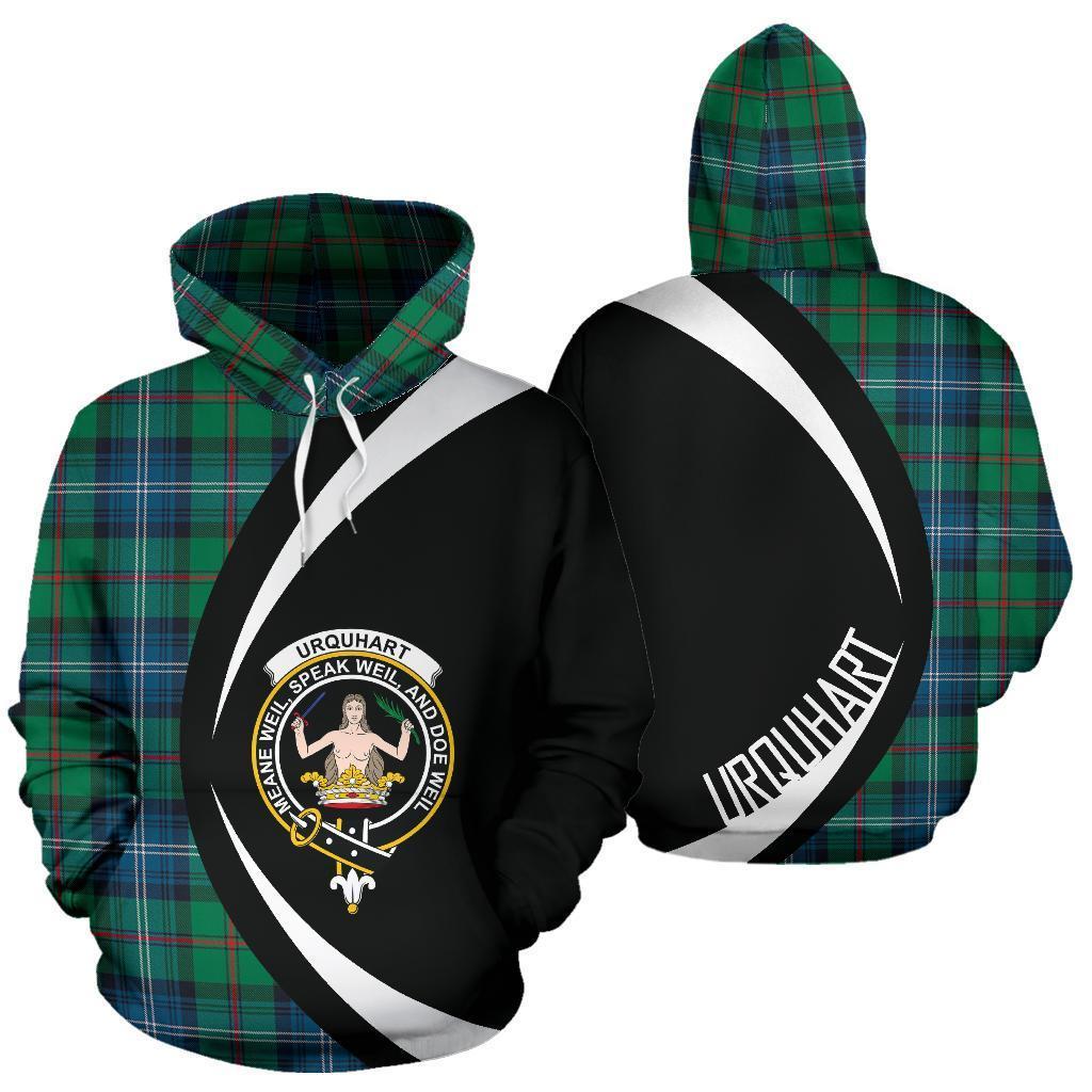 Printivon Urquhart Ancient Tartan Crest Hoodie Circle Style