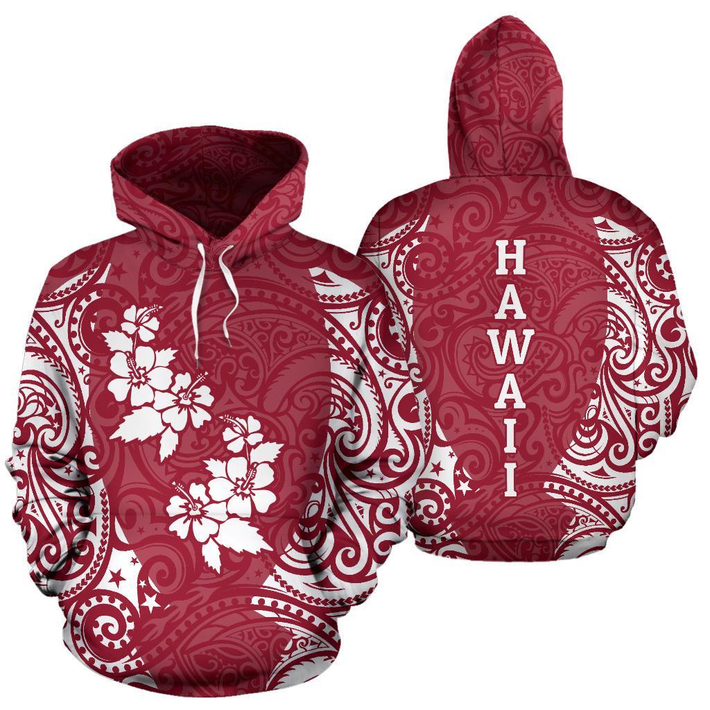 Hawaii Hoodie Hawaii Hibiscus Polynesian Tattoo Red