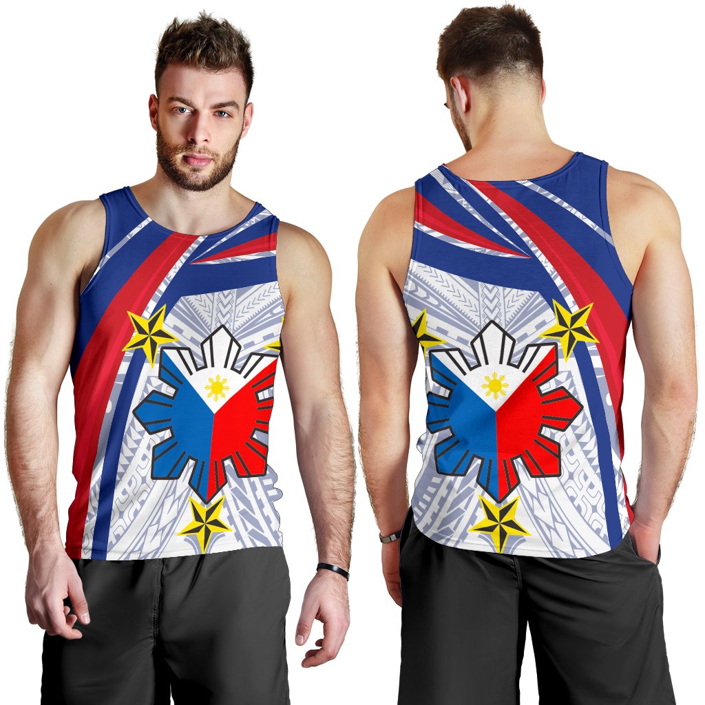 Philippines Men's Tank Top Polynesian Pattern With Flag