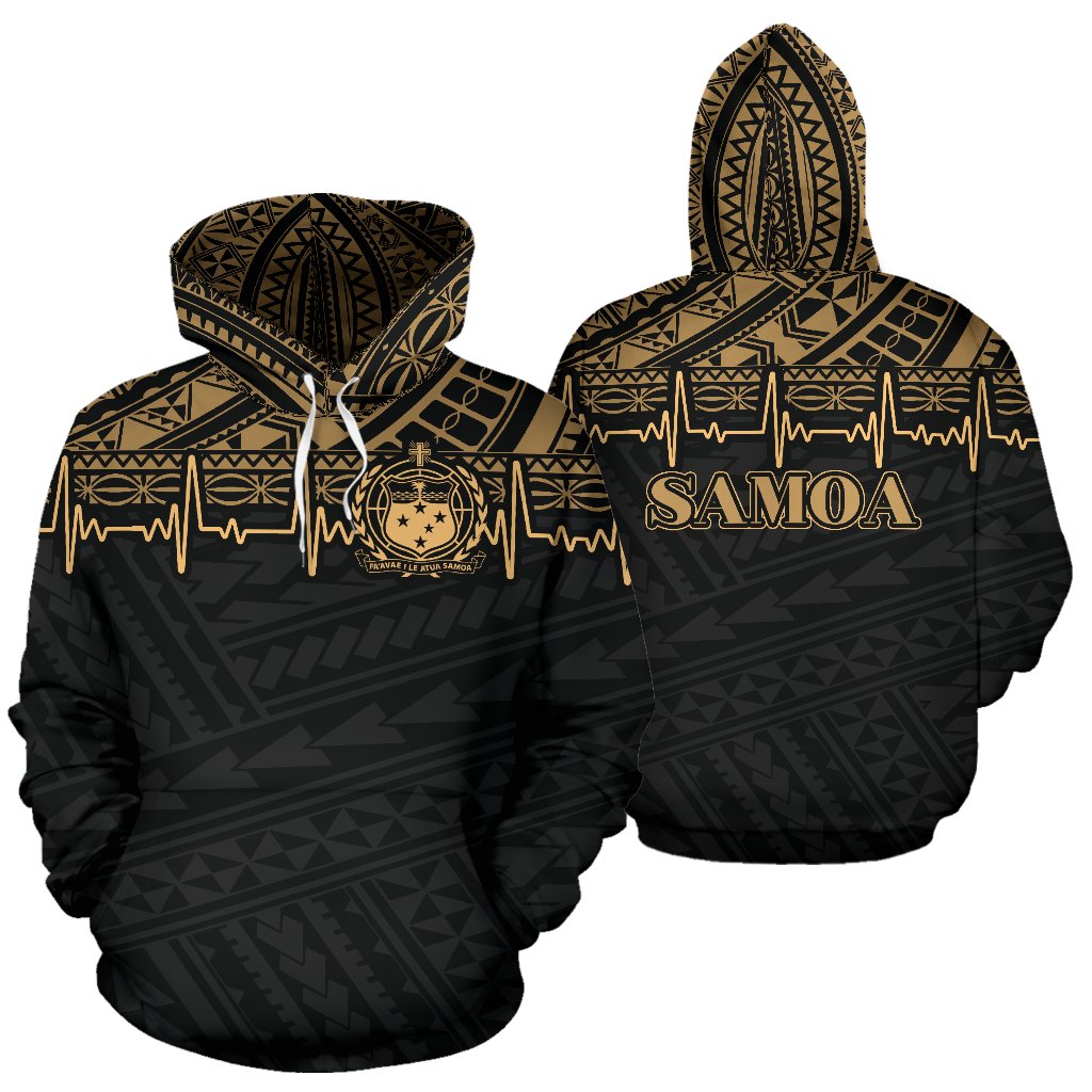 Samoa Polynesian All Over Hoodie Gold Heartbeat Style