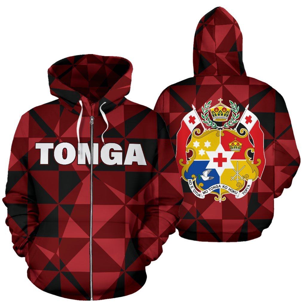 Tonga Zip Up Hoodie Tonga Coat Of Arms Pattern BN09