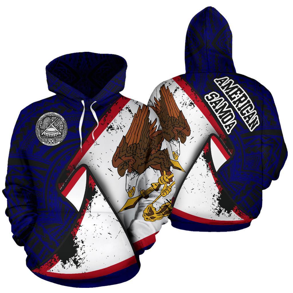 American Samoa Pullover Hoodie American Samoa Seal Flag Grunge Special A7