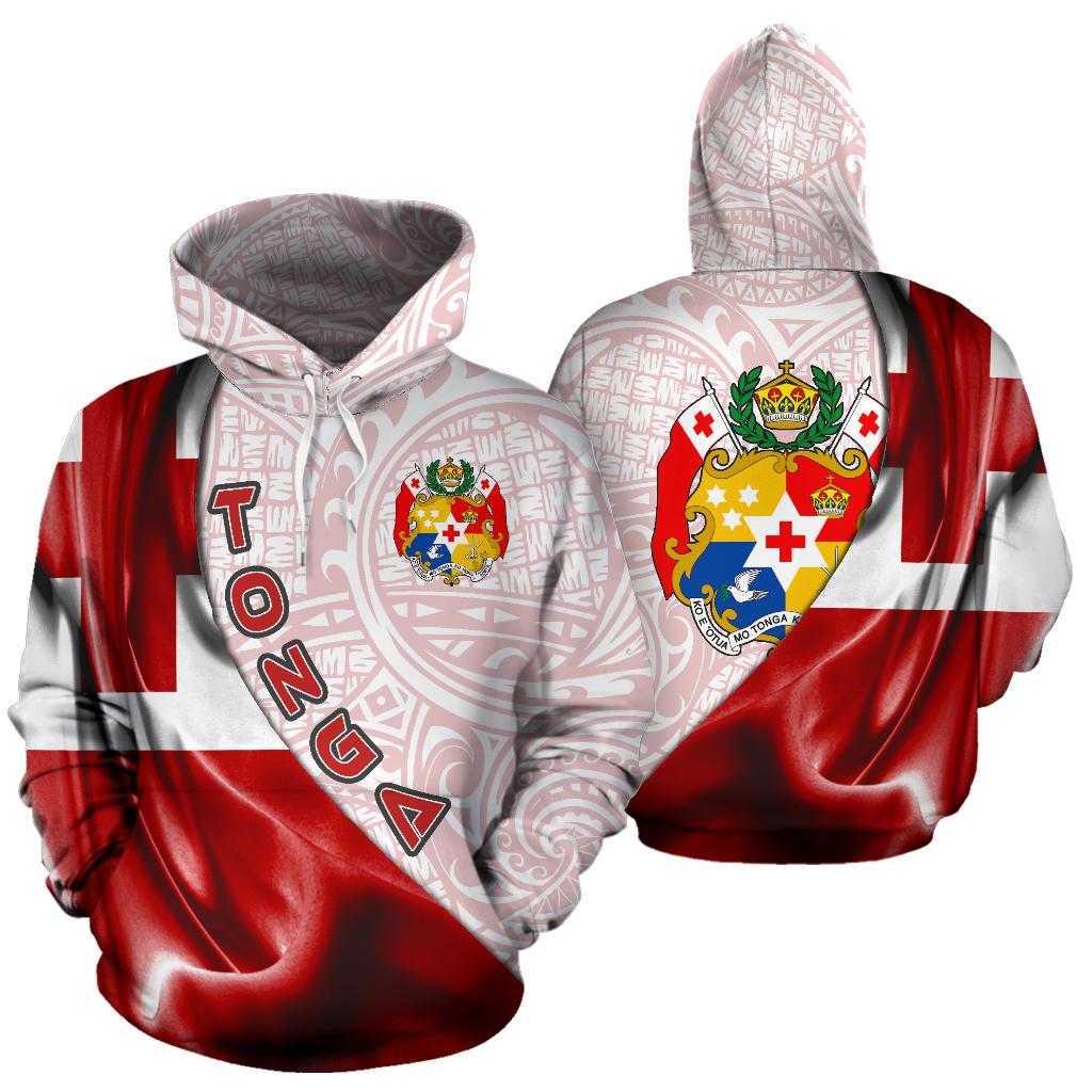 Tonga Polynesian Hoodie Waving Silky Flag