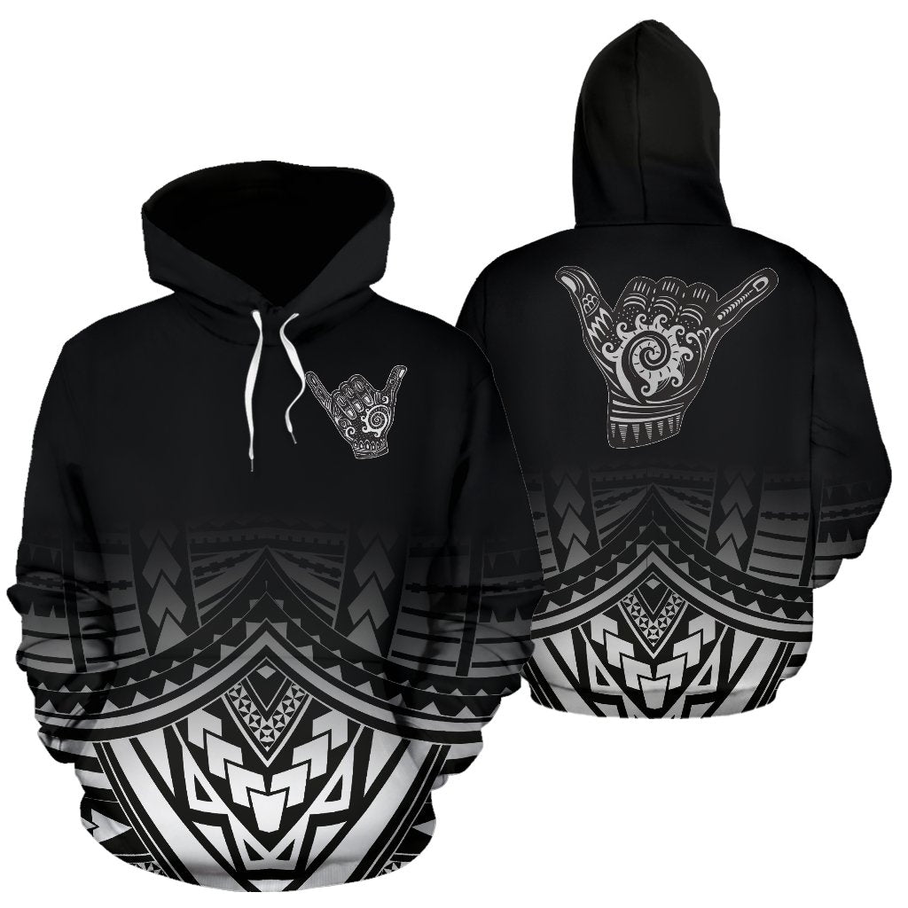 Polynesian All Over Hoodie Shaka Black Version
