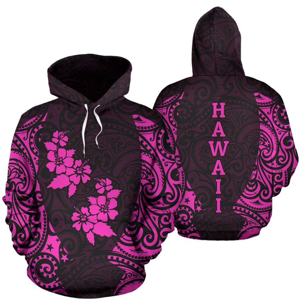 Hawaii Hoodie Hawaii Hibiscus Polynesian Tattoo Pink
