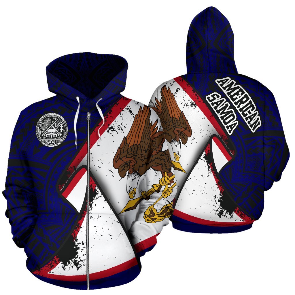 American Samoa Zipper Hoodie American Samoa Seal Flag Grunge Style Special A7