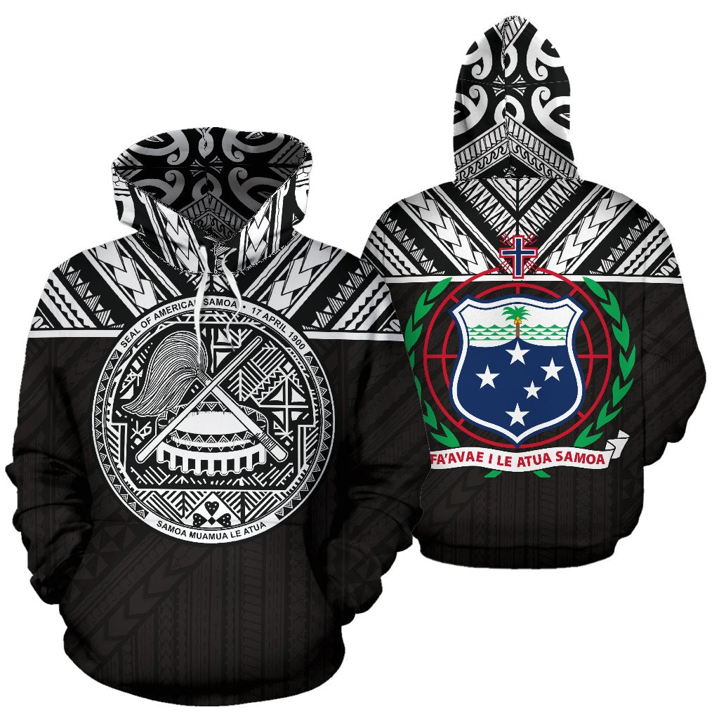 American Samoa And Samoa All Over Hoodie Polynesian Version