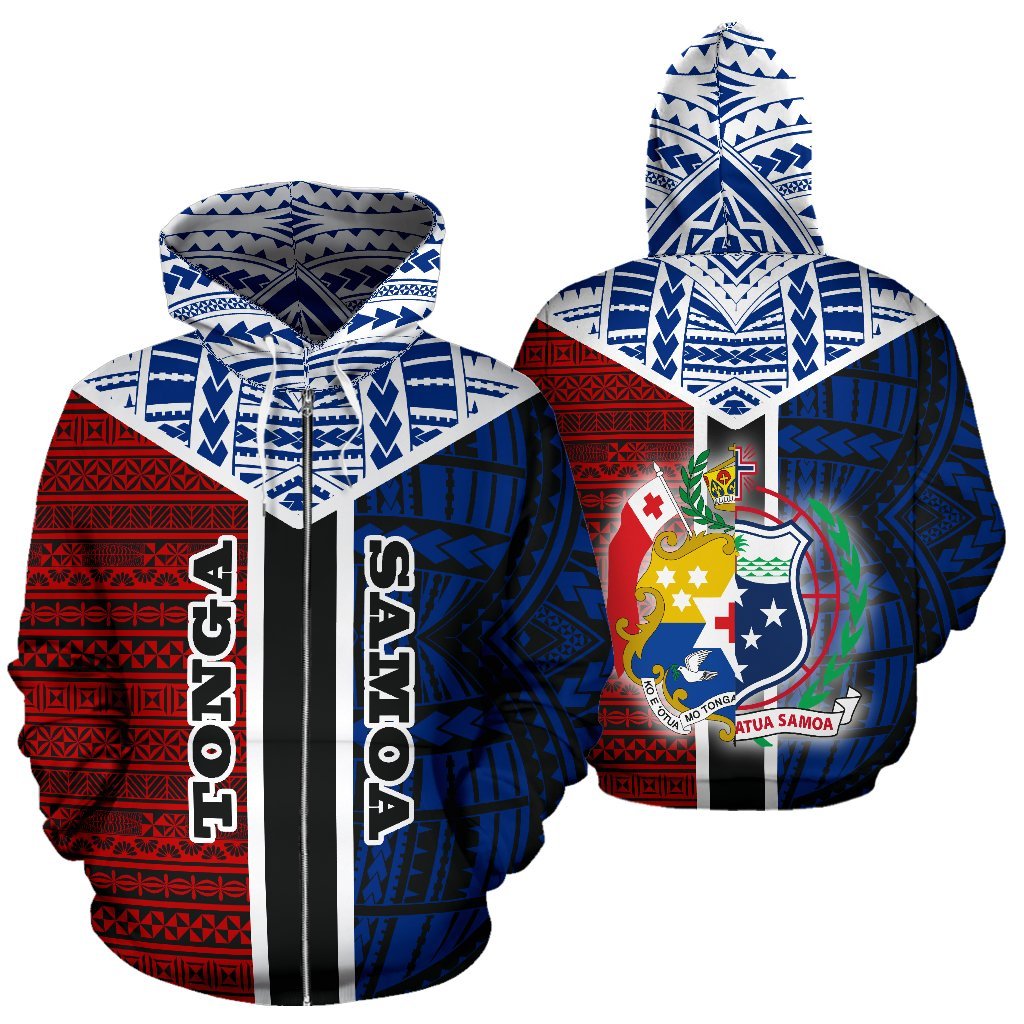 TokoUso All Over Zipper Hoodie Tonga Samoa Coat Of Arms A7