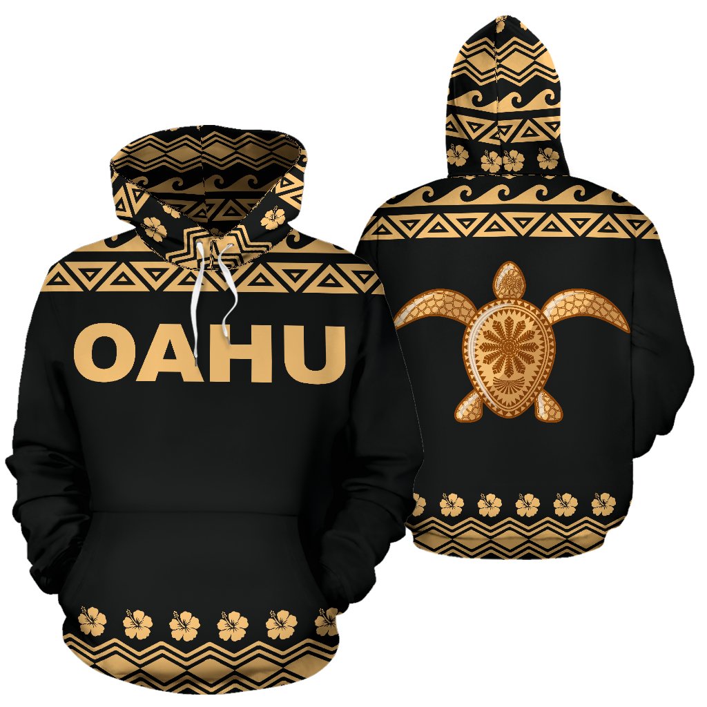Oahu All Over Hoodie Polynesian Turtle Hoodie