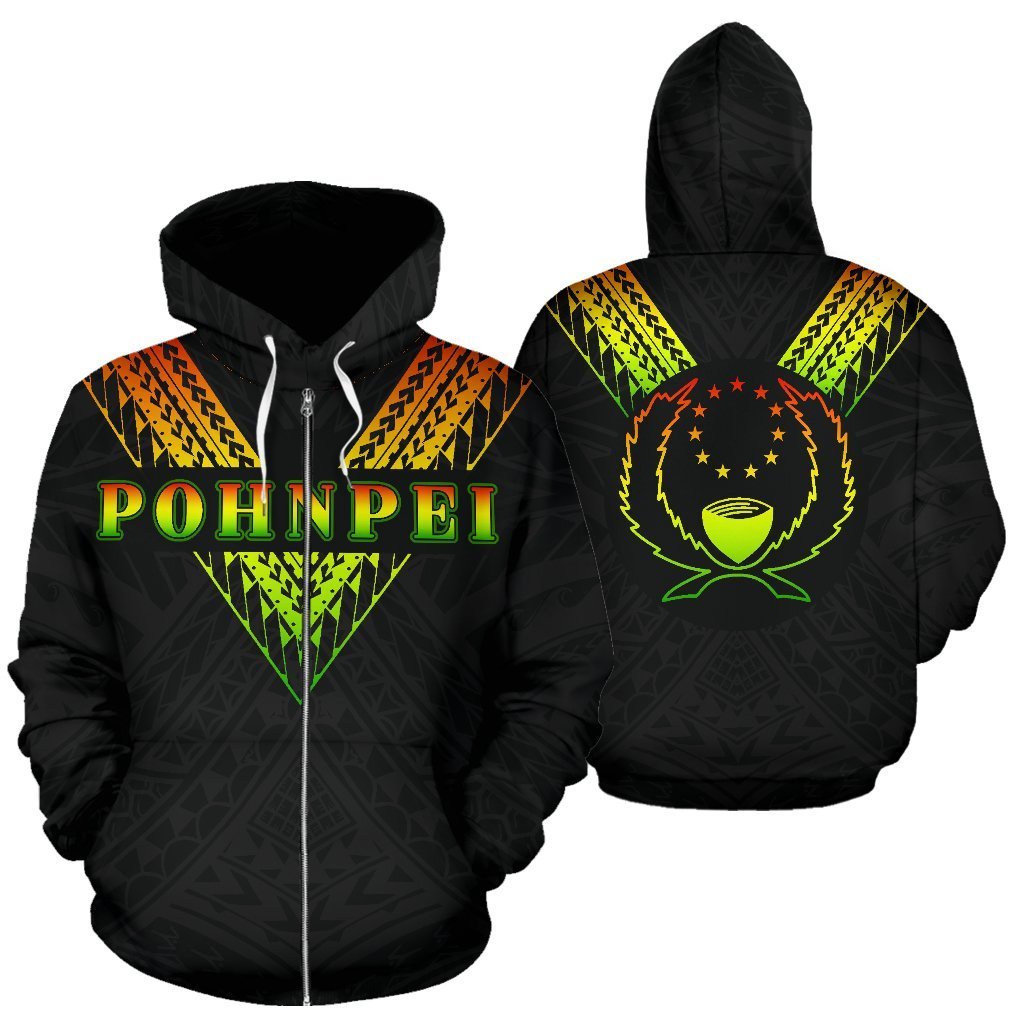 Pohnpei All Over Zip Up Hoodie Reggae Color Sailor Style