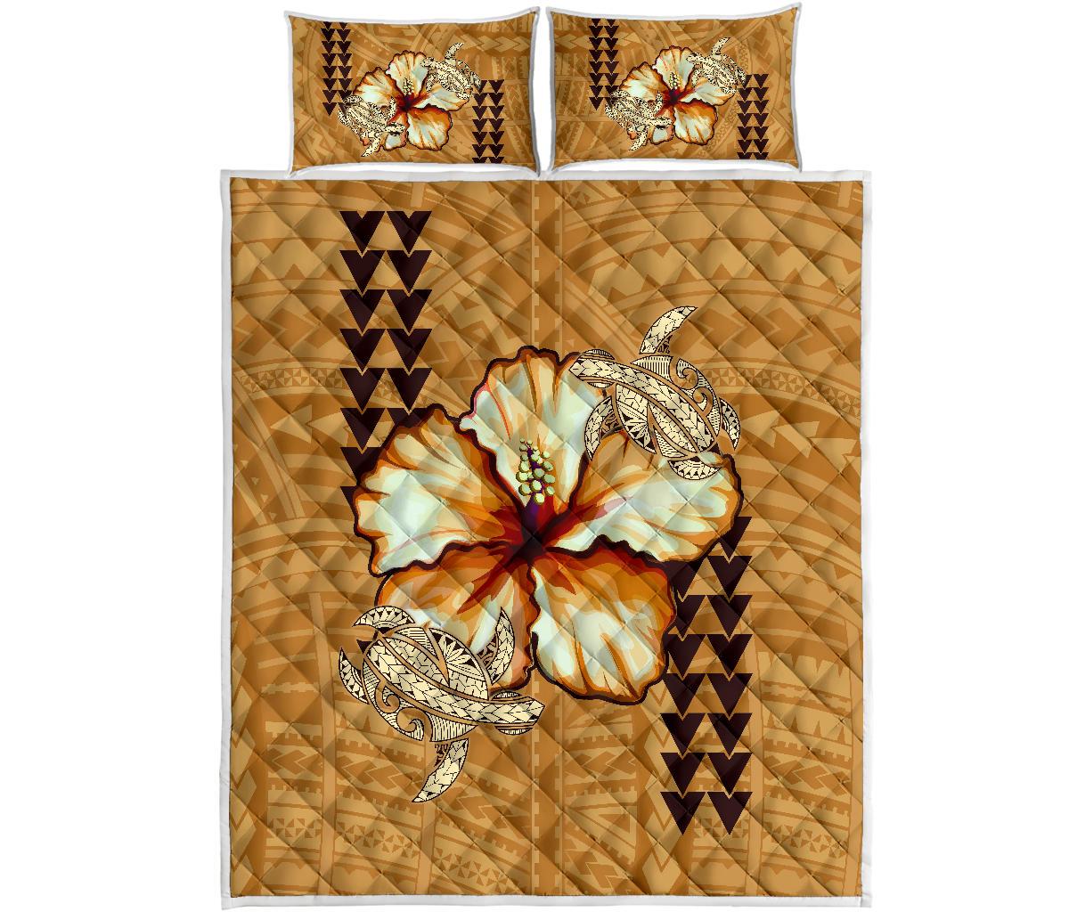 Hawaii Quilt Bed Set Hawaiian Vintage Hibiscus White