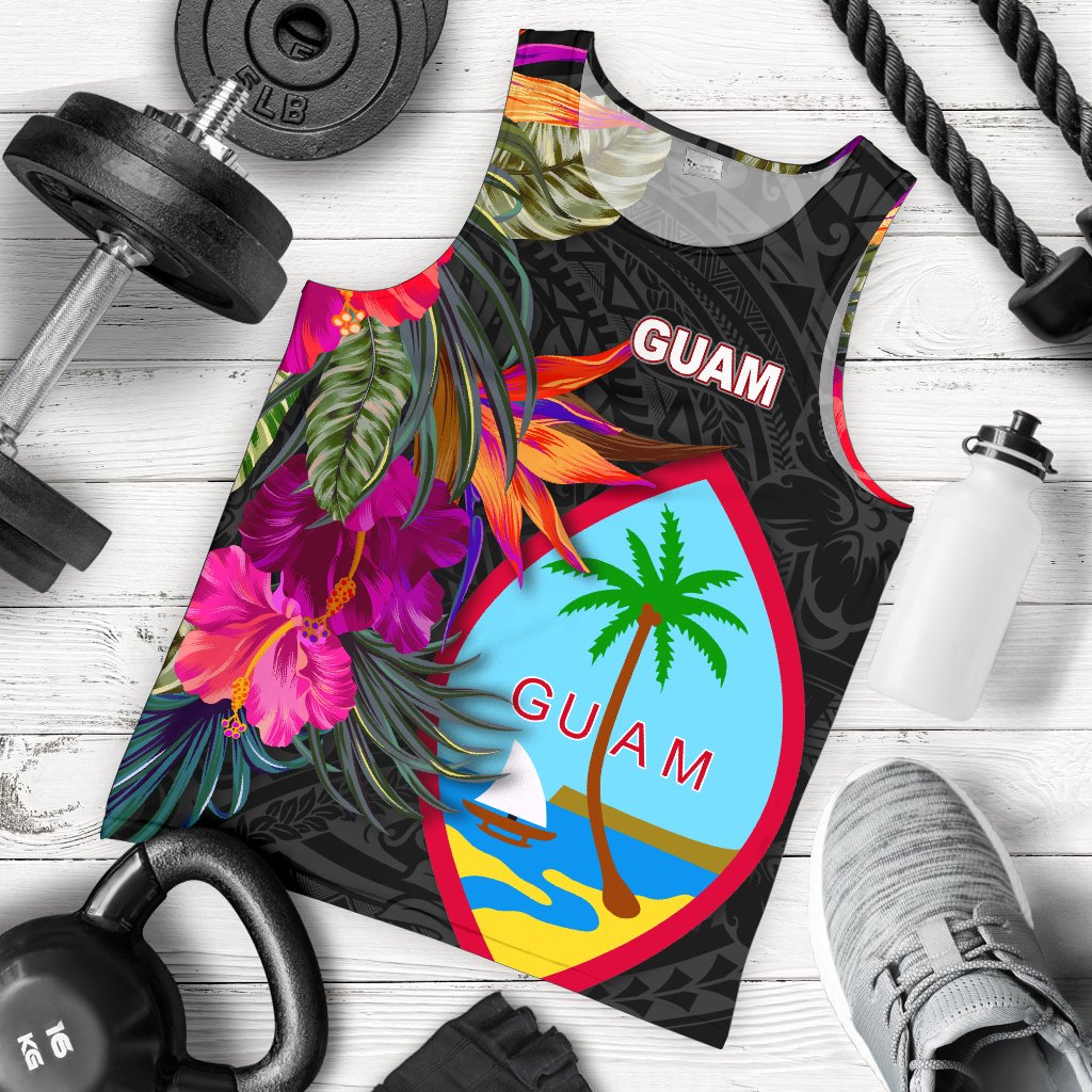 Guam Men's Tank Top Hibiscus Polynesian Pattern
