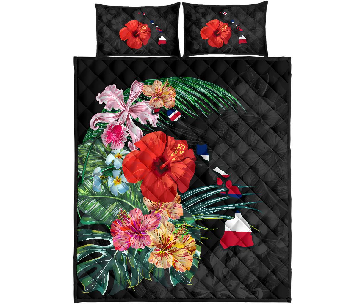 Hawaii Bedding Set Hawaii Map Hibiscus Quilt Bed Set