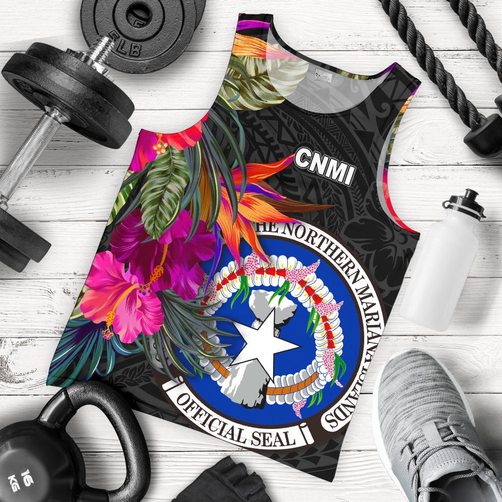 Northern Mariana Islands Men's Tank Top Saipan Hibiscus Polynesian Pattern