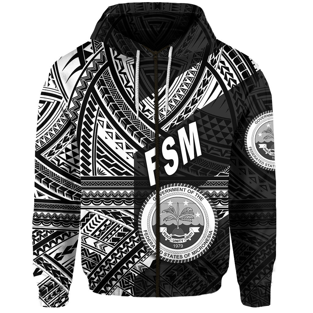 Federated States of Micronesia Zip Hoodie FSM Original Style Black