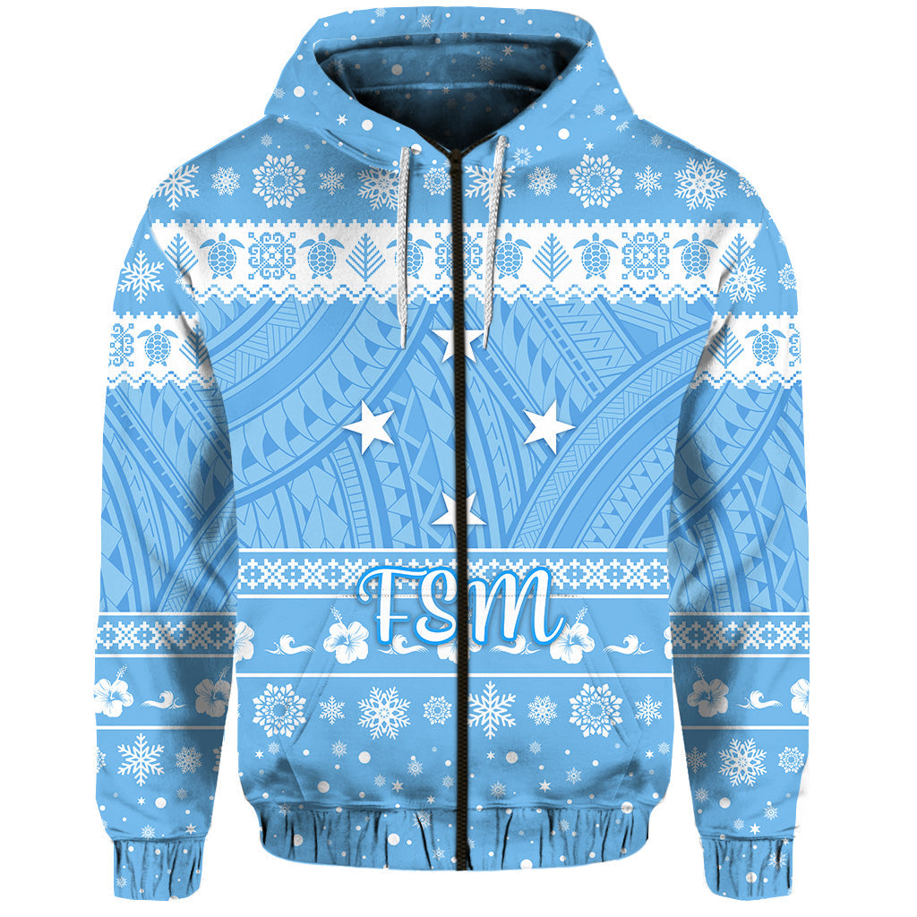 Federated States of Micronesia Christmas Zip Hoodie Simple Style FSM Flag