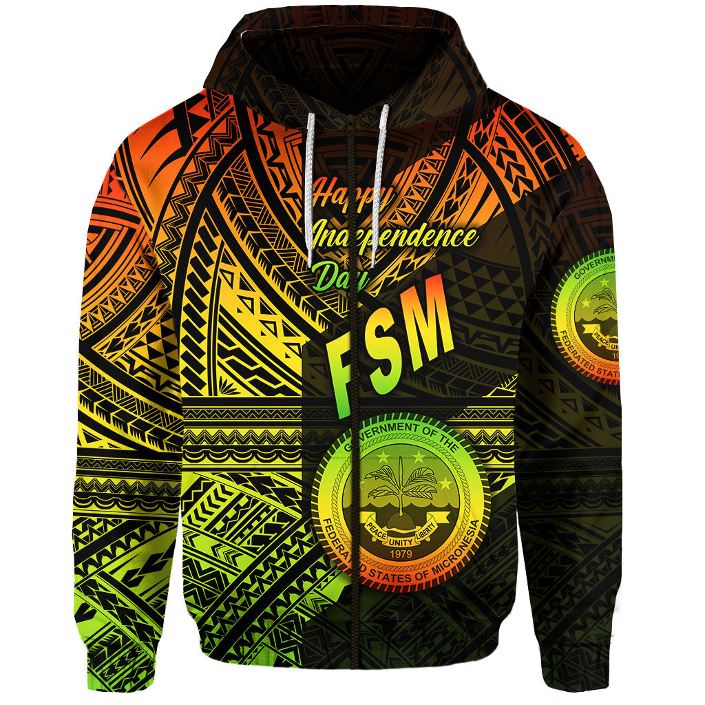 Federated States of Micronesia Zip Hoodie FSM Happy Independence Day Original Vibes Reggae