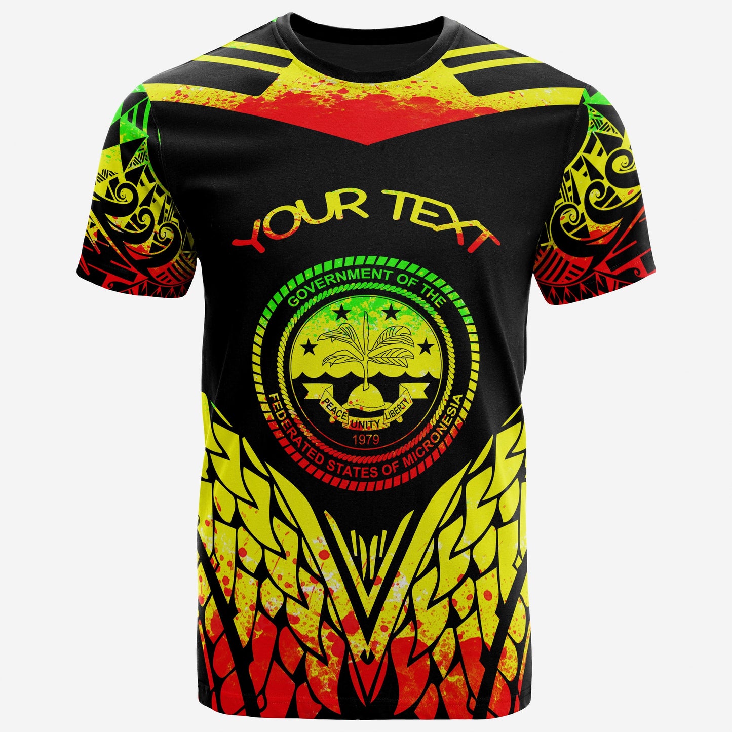 Federated States Of Micronesia T Shirt Unique Eagle Feather Texture Reggae