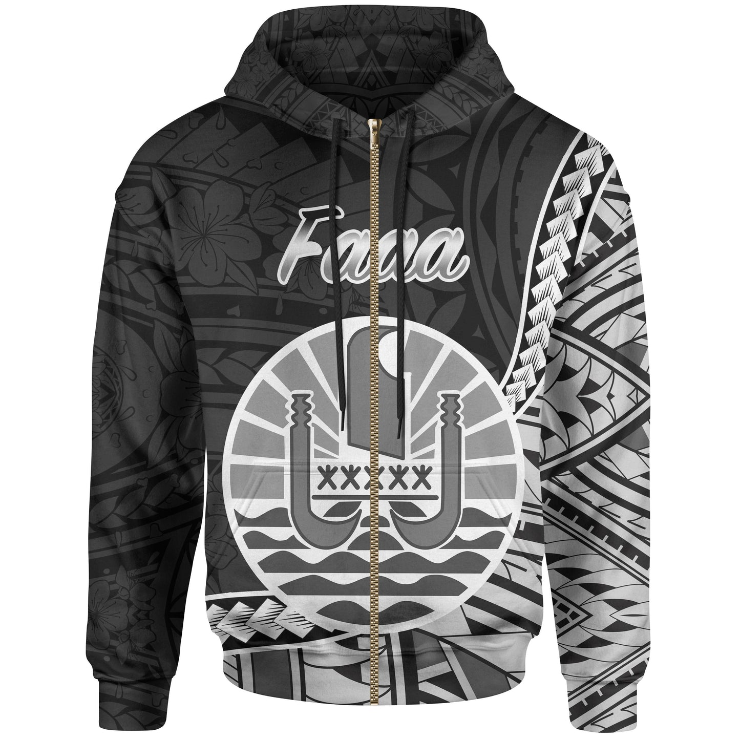 French Polynesia Zip Hoodie Faaa Seal Of French Polynesia Polynesian Patterns