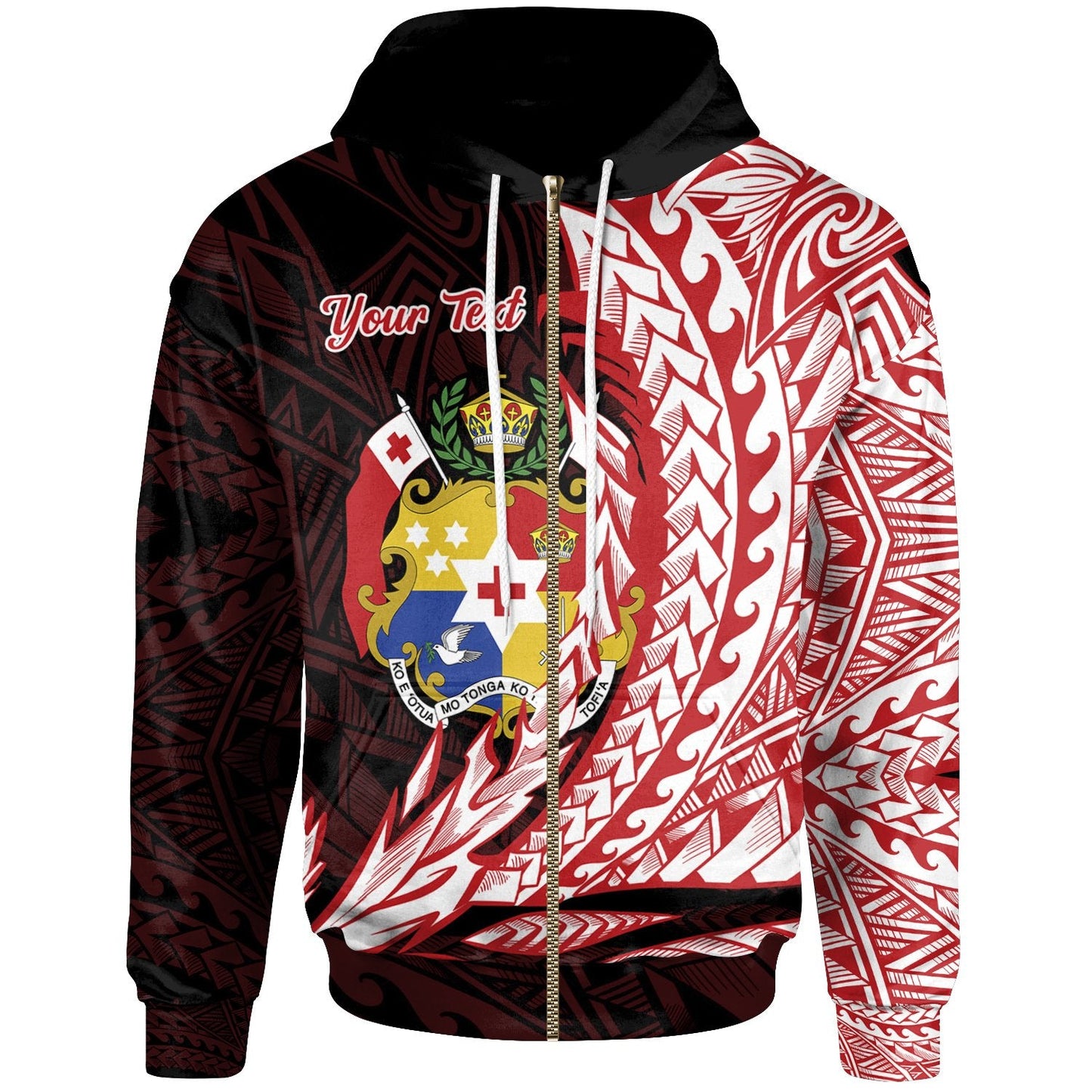 Custom Text Tonga Zip Hoodie Custom Personalised Wings Style