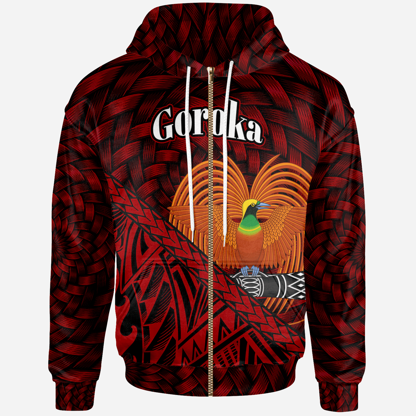 Papua New Guinea Hoodie Goroka Polynesian Patterns With Bamboo Zip Hoodie