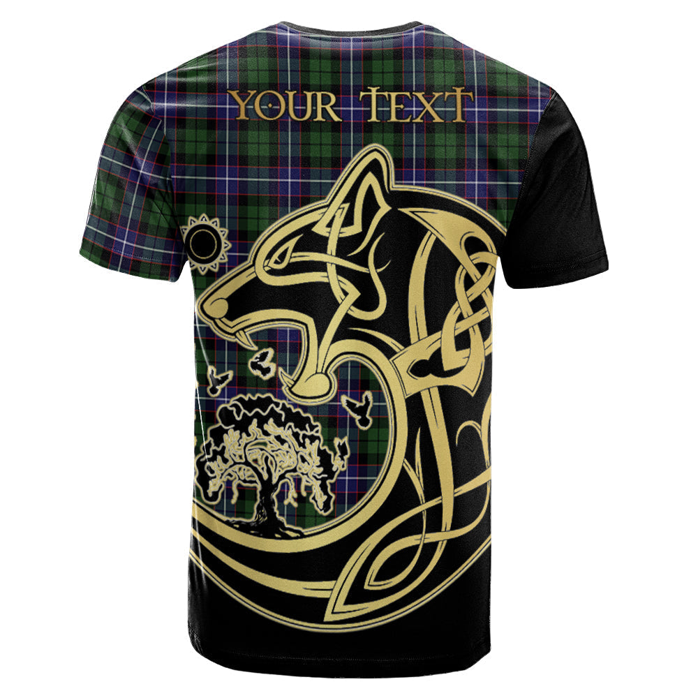 Printivon Galbraith Modern Crest Celtic Wolf Tartan T Shirt Custom Your Text