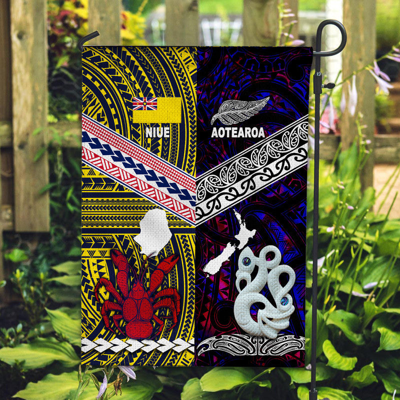 New Zealand And Niue Flag Together Purple