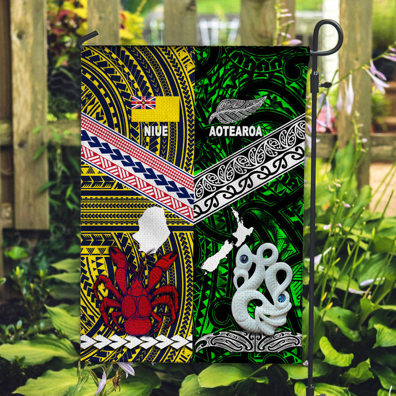 New Zealand And Niue Flag Together Green