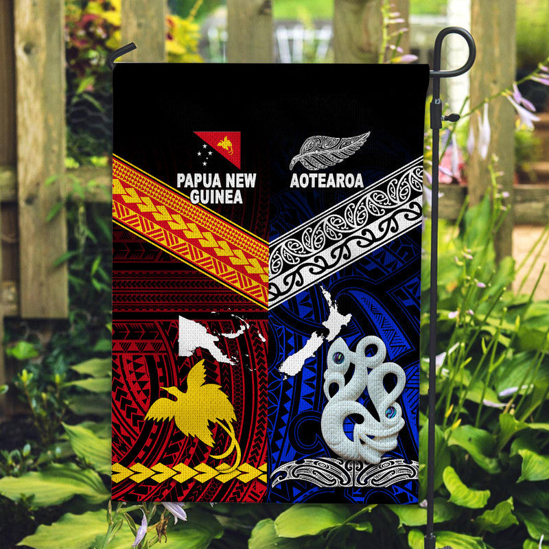 New Zealand And Papua New Guinea Flag Together Blue