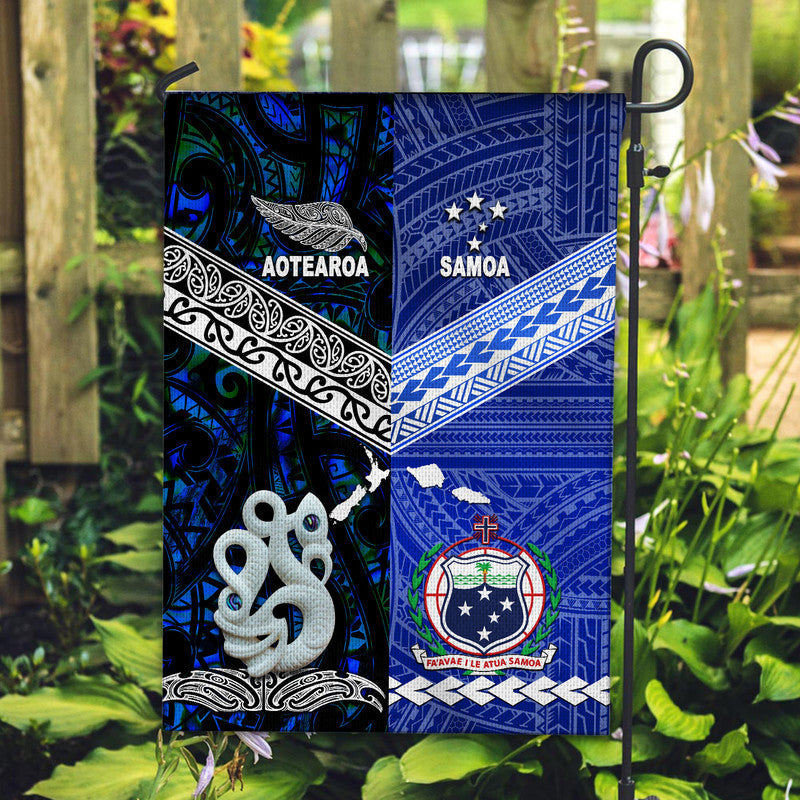 New Zealand And Samoa Flag Together Blue