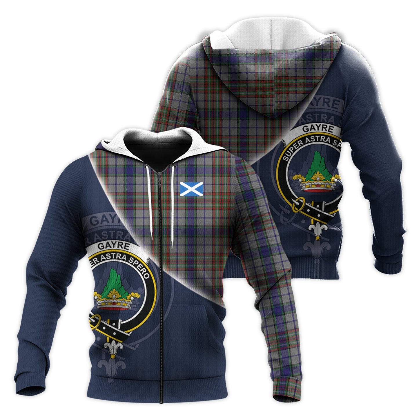 Printivon Gayre Hunting Tartan Scottish Crest Hoodie