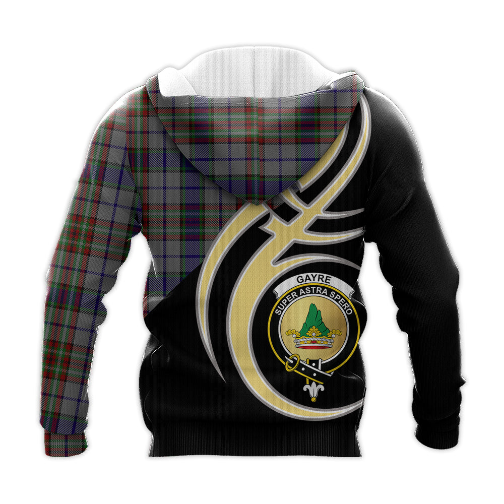 Printivon Gayre Hunting Clan Believe In Me Crest Tartan Knitted Hoodie Custom Your Text