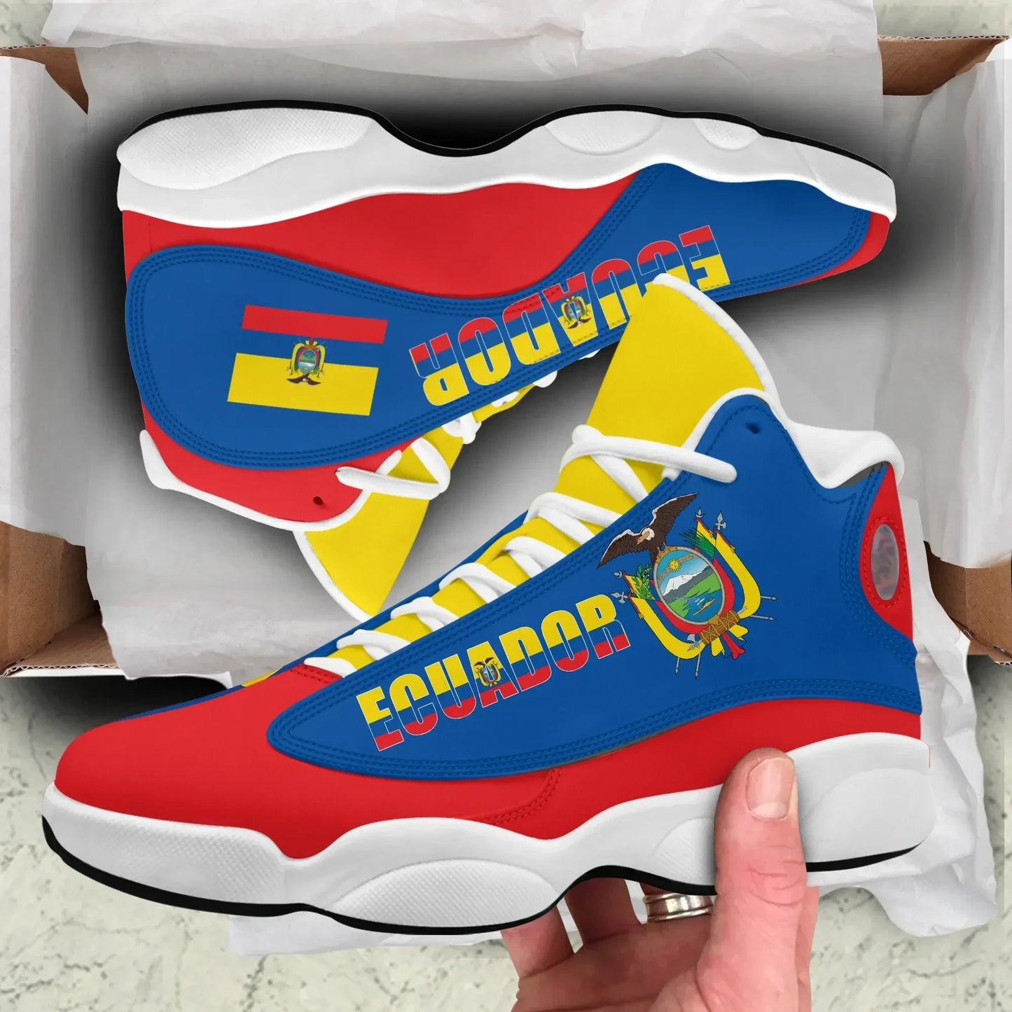 Ecuador Flag High Top Sneakers Shoes Women's Men's