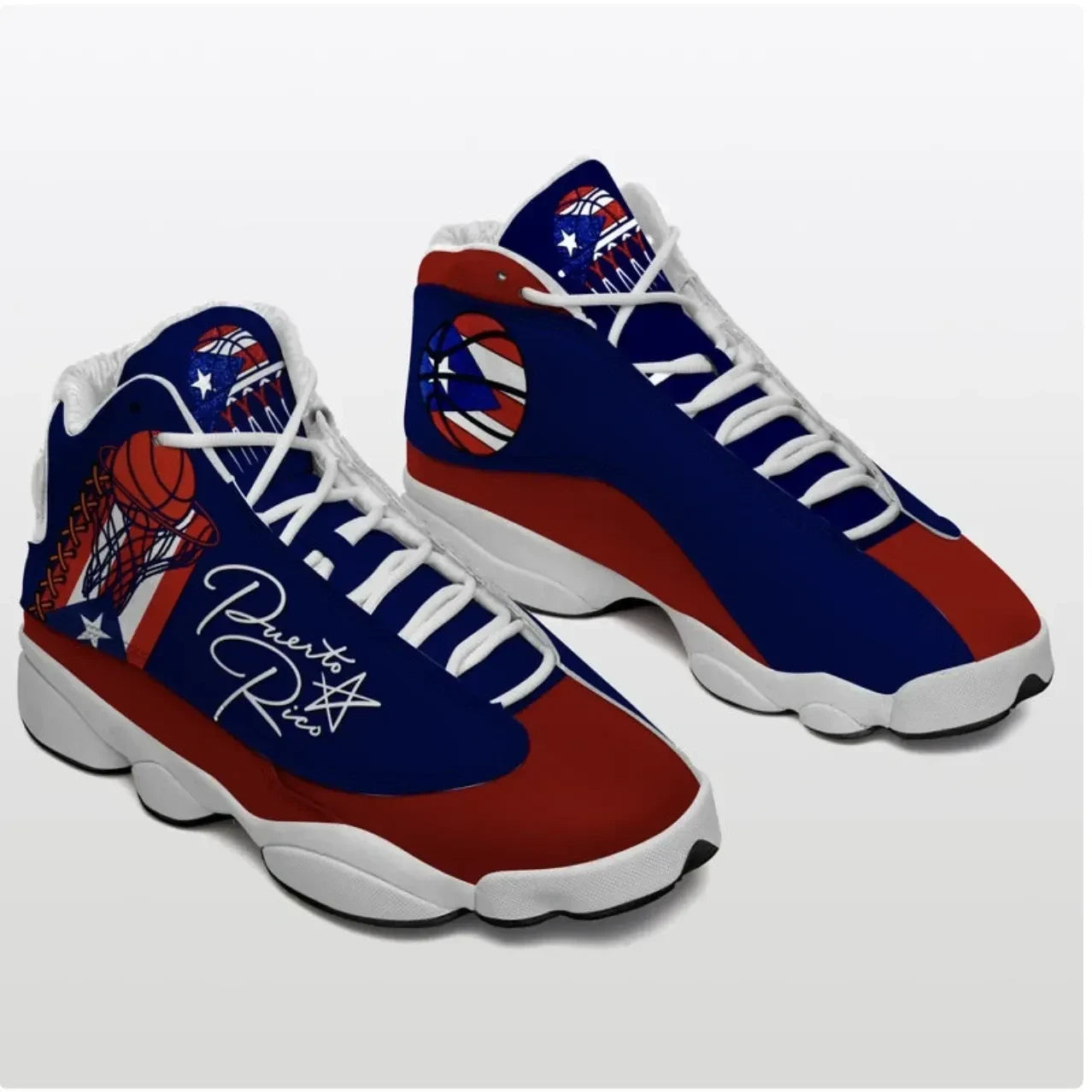 Puerto Rico Basketball Flag High Top Sneakers Shoes Women's Men's