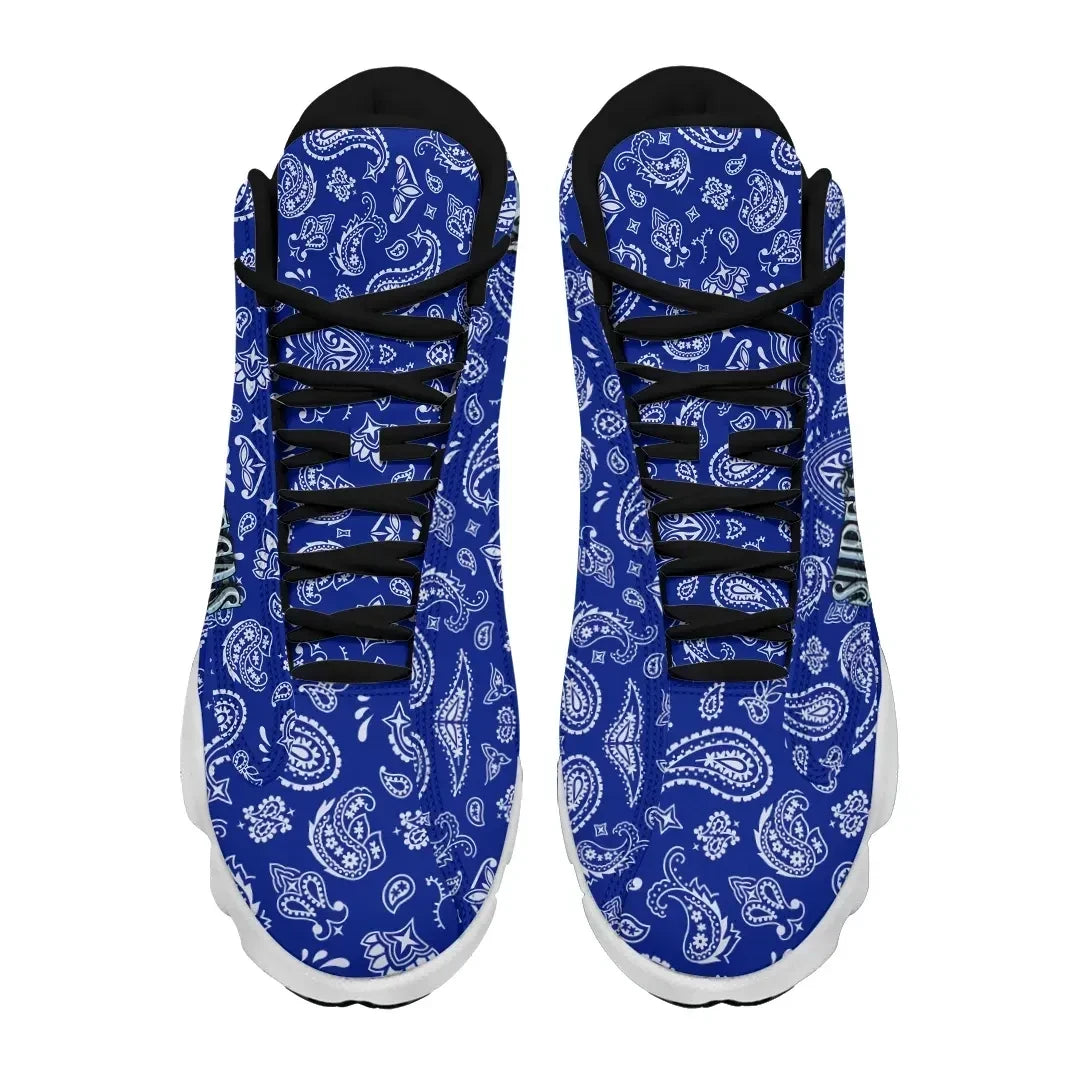 Sure Aztecas High Top Sneakers Shoes Blue Bandana