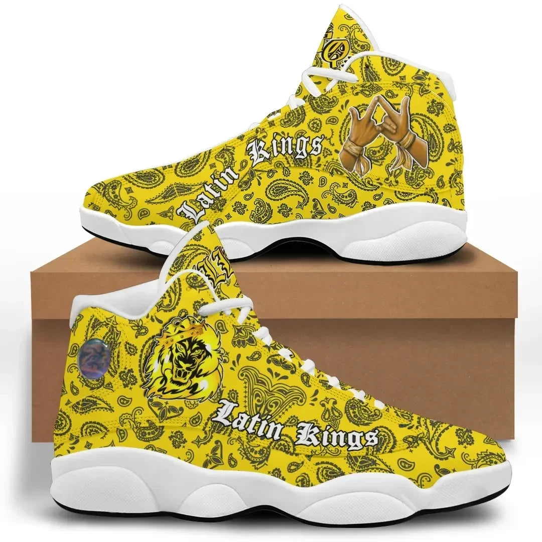 Latin Kings High Top Sneakers Shoes Yellow Bandana