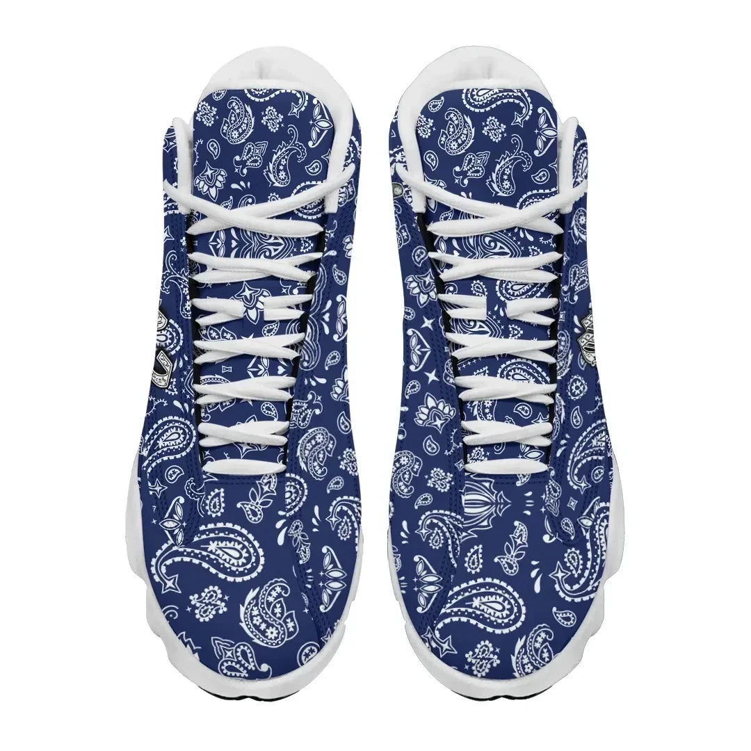 MS 13 High Top Sneakers Shoes Blue Bandana