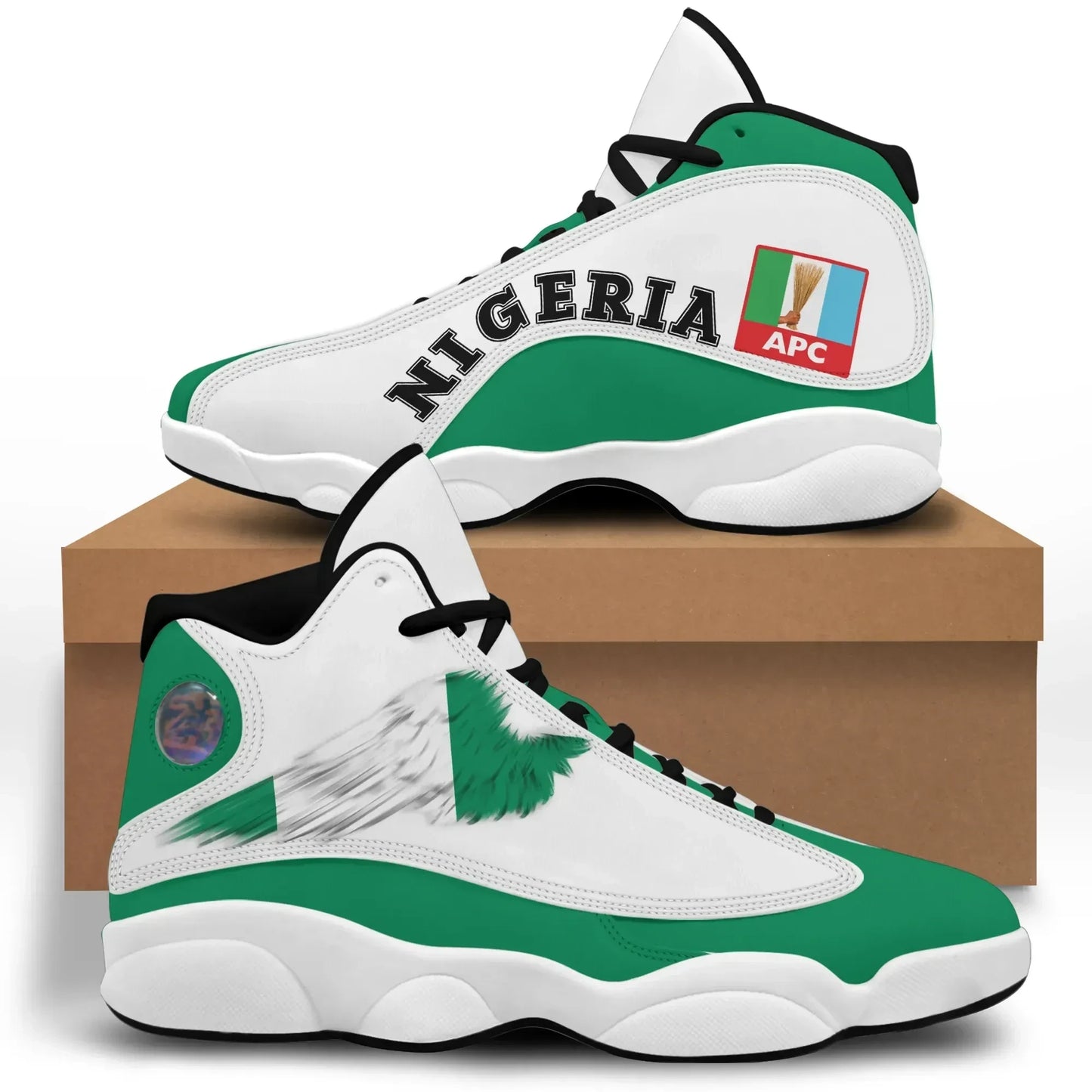 Nigeria High Top Sneakers Women's Men's Wings Flag