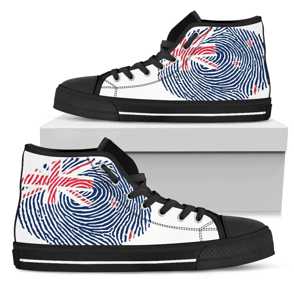New Zealand Fingerprint Flag High Top Canvas Shoes 01