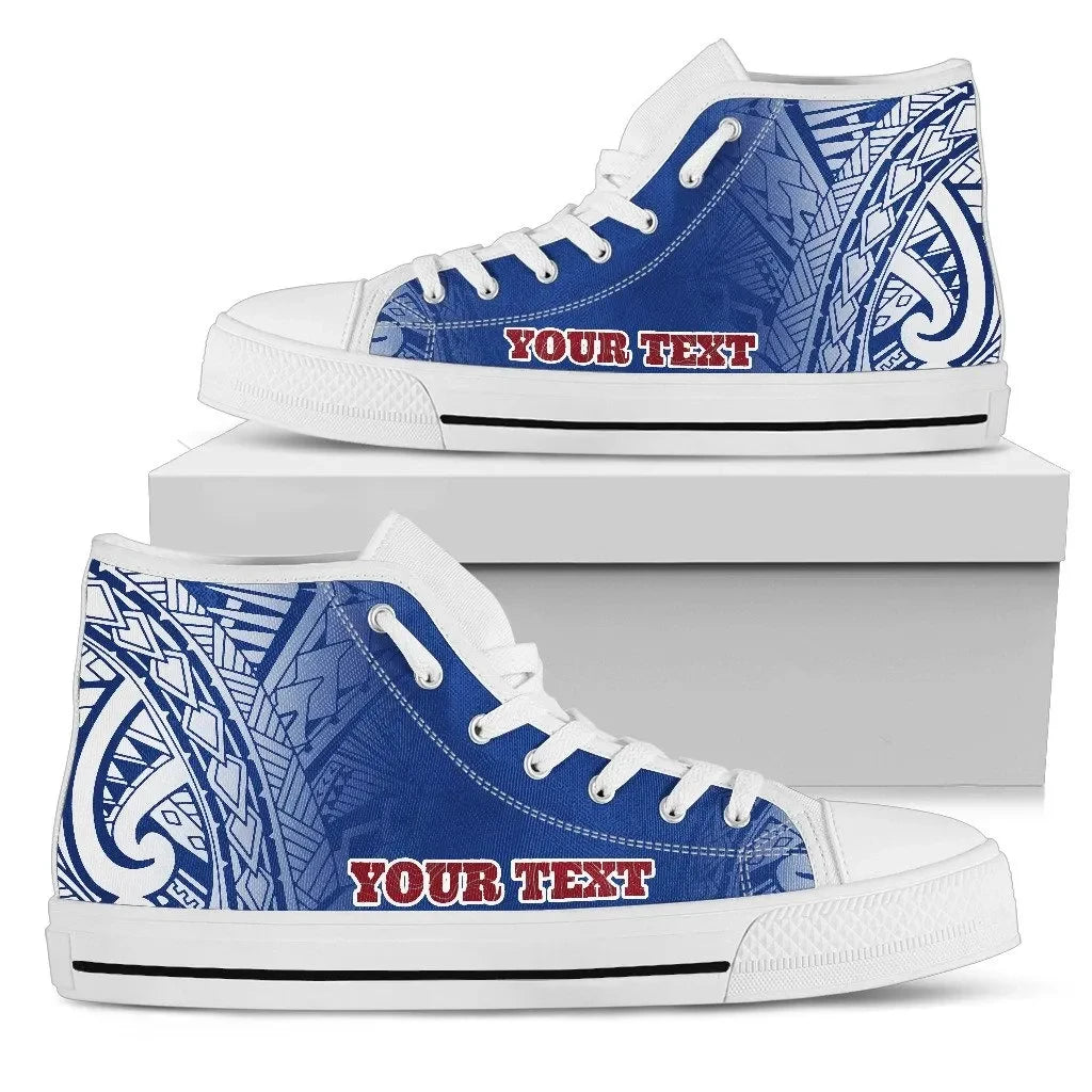 Samoa Custom Personalised High Top Shoe Polynesian Fog Blue