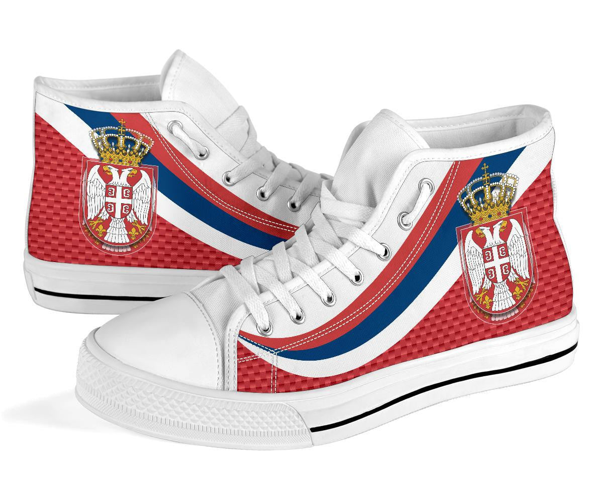 Serbia High Top Shoe Black Serbia Flag Red